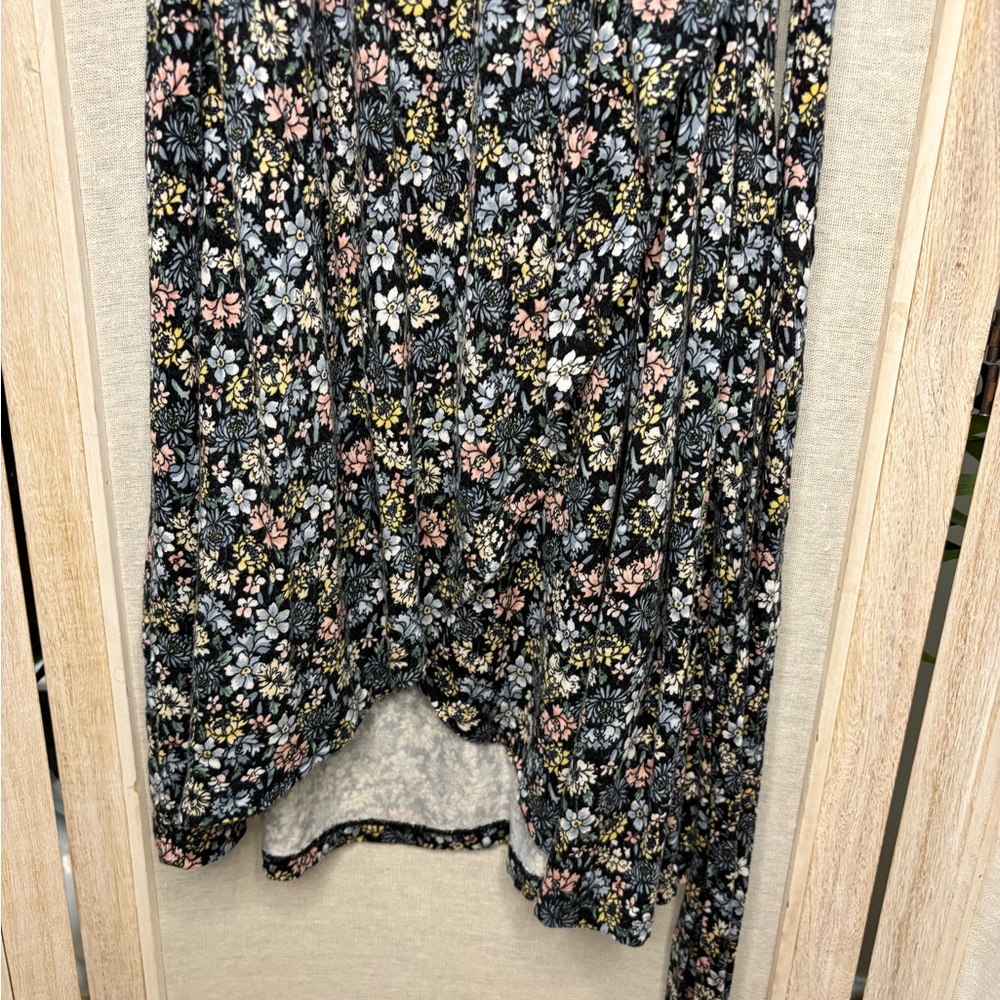 LOFT soft comfy floral wrap mini dress sz L - Picture 7 of 11